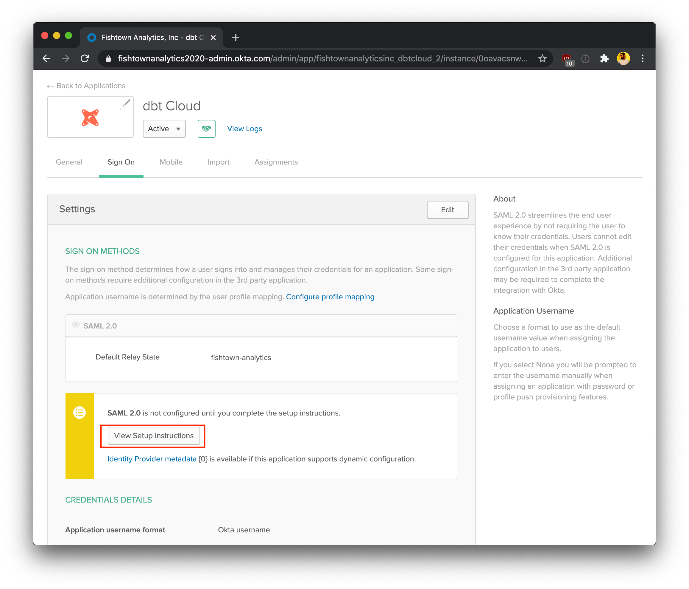 Viewing the configured application Viewing the configured application